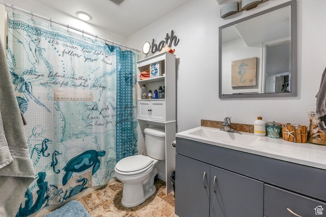 888 W Vahe St S, Draper, UT 84020 - full bathroom with curtained shower, visible vents, toilet, and vanity