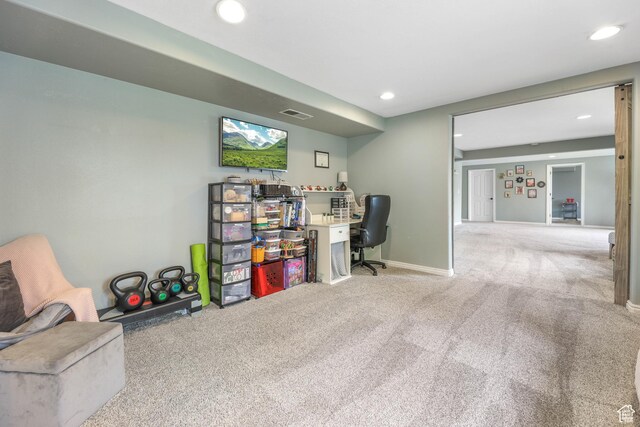 888 W Vahe St S, Draper, UT 84020 - office featuring baseboards, carpet flooring, visible vents, and recessed lighting