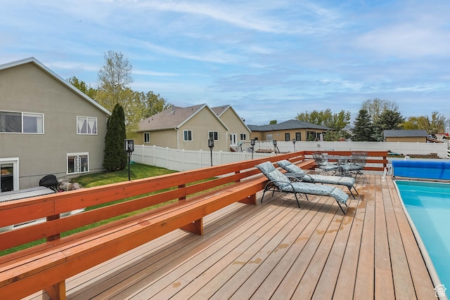 888 W Vahe St S, Draper, UT 84020 - deck featuring a lawn, a swimming pool, a fenced backyard, and a residential view