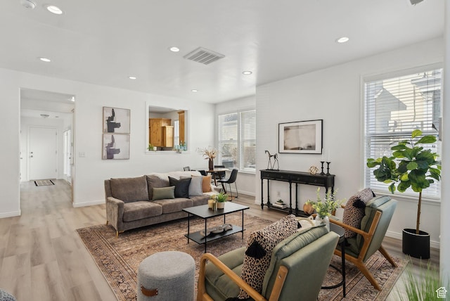 living room featuring light hardwood / wood-style floors