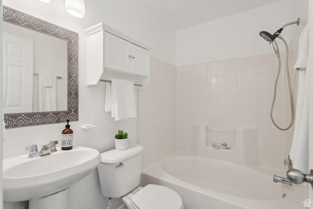 full bathroom featuring shower / bath combination, sink, and toilet