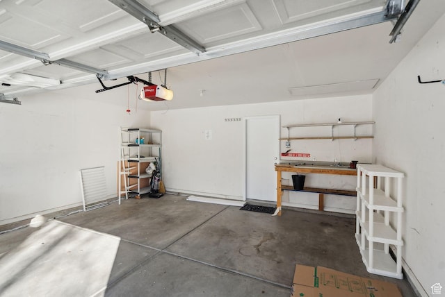 garage with a garage door opener