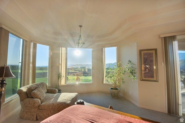 interior space featuring a mountain view