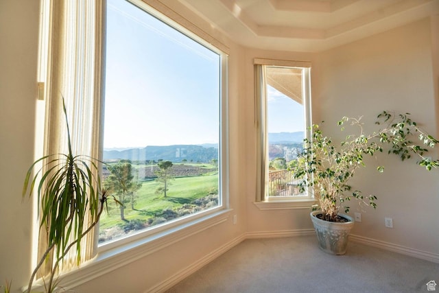 interior space featuring a mountain view