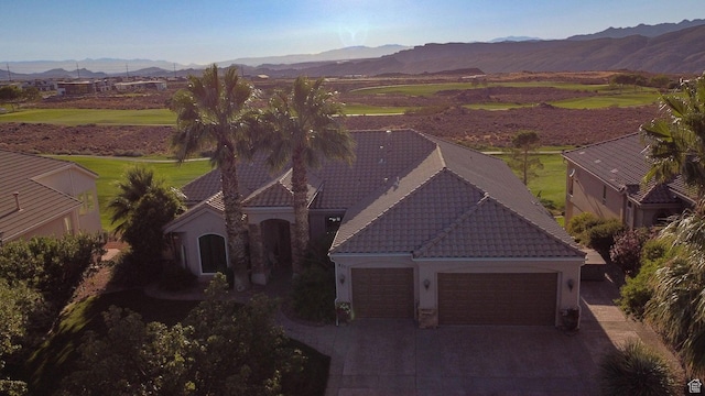 aerial view with a mountain view