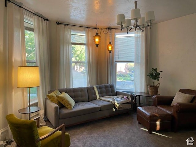 173 N K St E, Salt Lake City, UT 84103 - carpeted living room with a notable chandelier