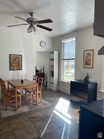 173 N K St E, Salt Lake City, UT 84103 - dining room featuring ceiling fan and a textured ceiling