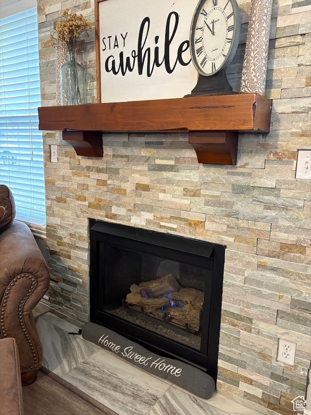 840 N Great View Dr E, Morgan, UT 84050 - detailed view of a stone fireplace and wood finished floors