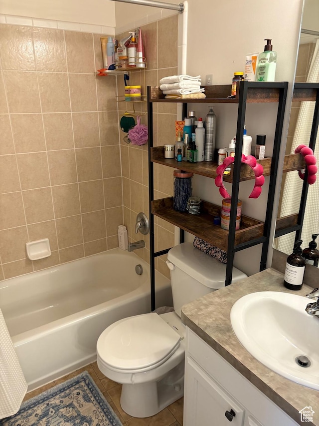 840 N Great View Dr E, Morgan, UT 84050 - bathroom with shower / washtub combination, toilet, vanity, and tile patterned flooring