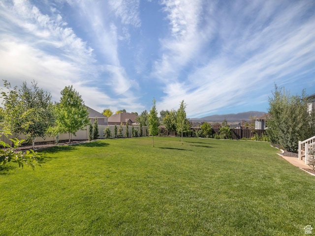 view of yard featuring a fenced backyard