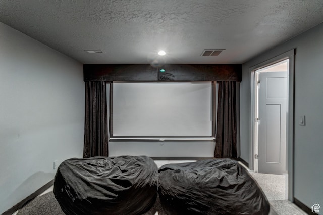 720 S 700 E, Mount Pleasant, UT 84647 - home theater room with carpet floors, a textured ceiling, visible vents, and baseboards