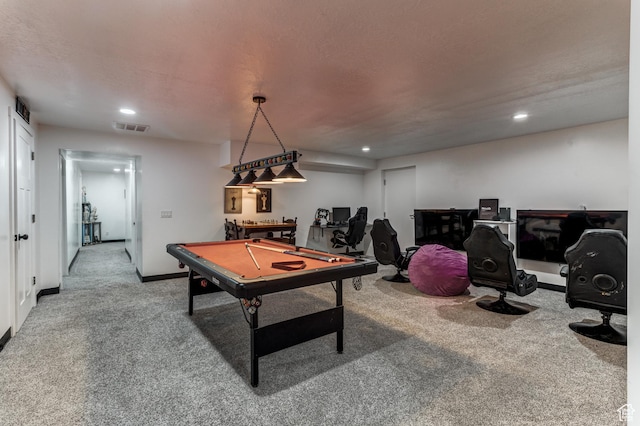 720 S 700 E, Mount Pleasant, UT 84647 - playroom with carpet floors, recessed lighting, pool table, and visible vents