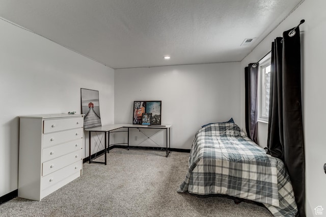 720 S 700 E, Mount Pleasant, UT 84647 - carpeted bedroom with baseboards, recessed lighting, a textured ceiling, and visible vents