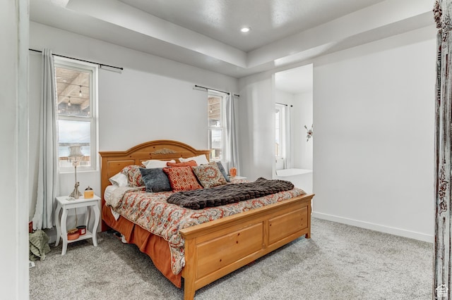 720 S 700 E, Mount Pleasant, UT 84647 - bedroom with baseboards, light carpet, a tray ceiling, and recessed lighting