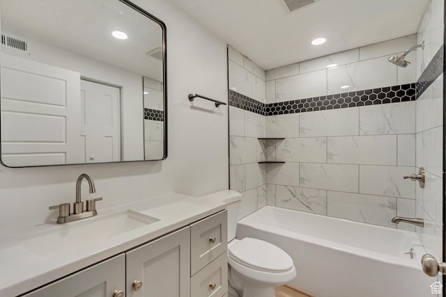 320 S 7 E, Tooele, UT 84074 - bathroom with toilet, tub / shower combination, vanity, and recessed lighting