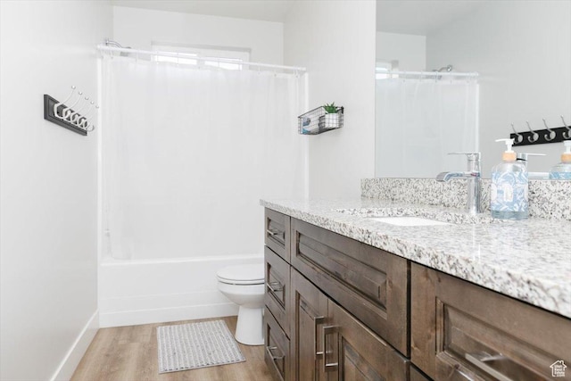 356 W Rendezvous Way, Garden City, UT 84028 - full bathroom featuring shower / tub combo with curtain, vanity, toilet, and wood-type flooring