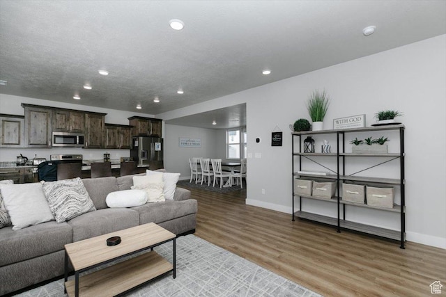 356 W Rendezvous Way, Garden City, UT 84028 - living room featuring light hardwood / wood-style flooring and a textured ceiling