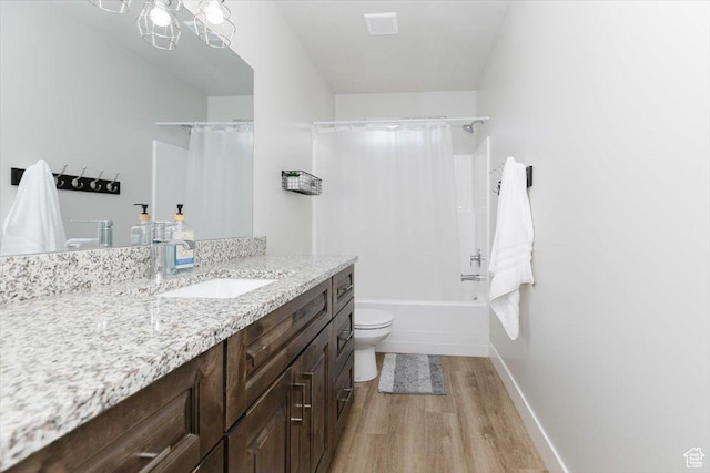 356 W Rendezvous Way, Garden City, UT 84028 - full bathroom with shower / bath combination with curtain, vanity, toilet, and wood-type flooring