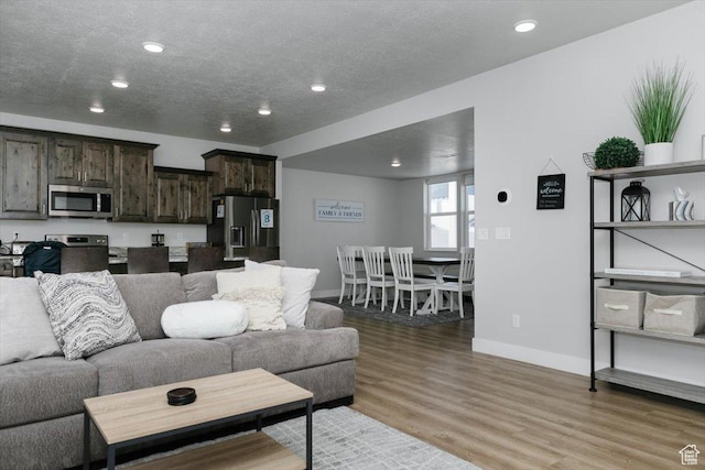 356 W Rendezvous Way, Garden City, UT 84028 - living room featuring hardwood / wood-style floors and a textured ceiling