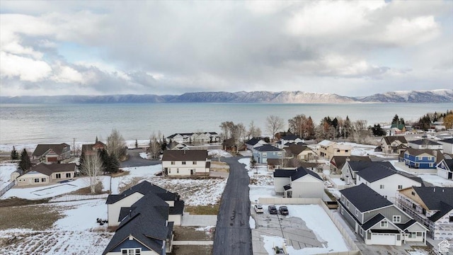 356 W Rendezvous Way, Garden City, UT 84028 - snowy aerial view with a water and mountain view