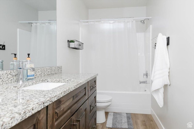 356 W Rendezvous Way, Garden City, UT 84028 - full bathroom with vanity, wood-type flooring, shower / bathtub combination with curtain, and toilet