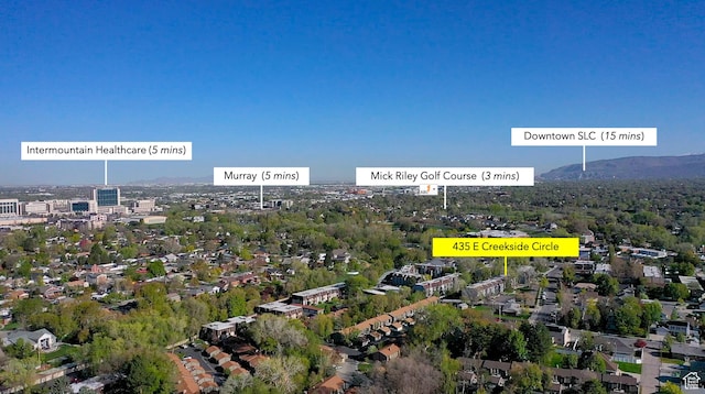 435 E Creekside Cir S Unit A, Salt Lake City, UT 84107 - aerial overview of property's location with a mountainous background
