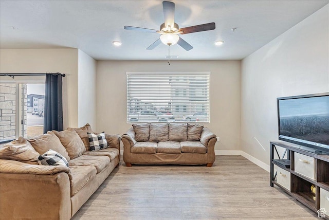 1079 W 420 S Unit 102, American Fork, UT 84003 - living room with light hardwood / wood-style flooring, plenty of natural light, and ceiling fan