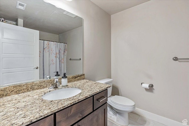 1079 W 420 S Unit 102, American Fork, UT 84003 - bathroom featuring tile patterned flooring, vanity, a shower with shower curtain, and toilet