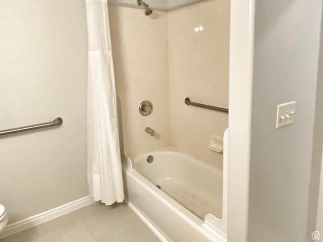 1444 S 430 W Unit 7, Orem, UT 84058 - bathroom featuring shower / bathtub combination with curtain, tile patterned floors, and toilet