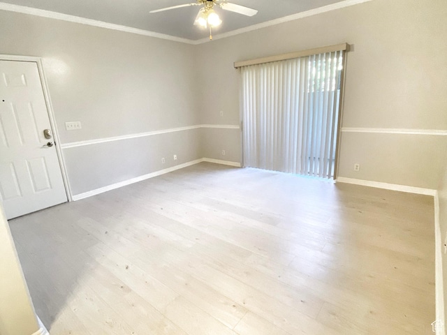 1444 S 430 W Unit 7, Orem, UT 84058 - spare room with light hardwood / wood-style flooring, ornamental molding, and ceiling fan
