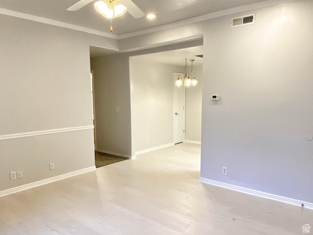 1444 S 430 W Unit 7, Orem, UT 84058 - empty room featuring crown molding, ceiling fan with notable chandelier, and hardwood / wood-style flooring