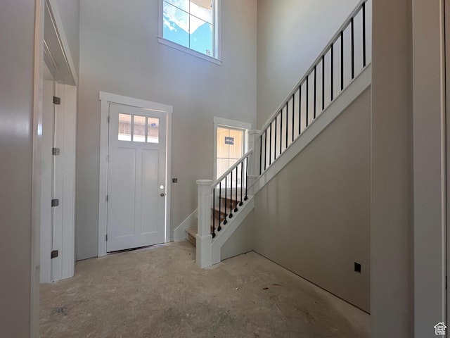 3997 W 1500 S, Hurricane, UT 84737 - entryway with a towering ceiling, stairs, and concrete floors