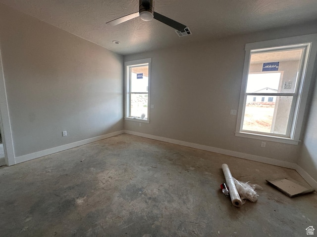 3997 W 1500 S, Hurricane, UT 84737 - empty room with concrete flooring, ceiling fan, and a textured ceiling