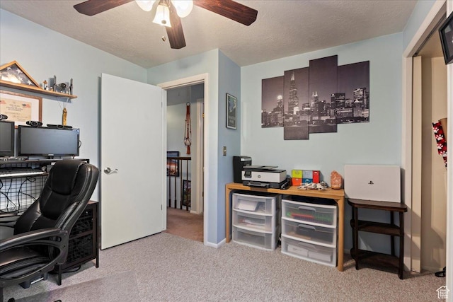 271 Brookfield Ln, Centerville, UT 84014 - office space with carpet flooring, a textured ceiling, and ceiling fan