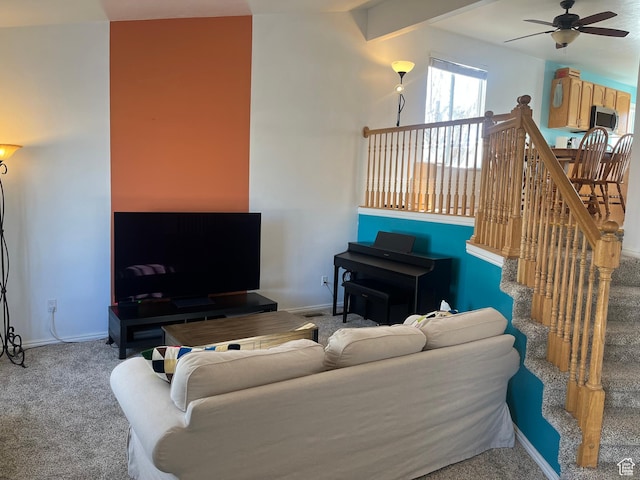 1401 W Green Hedge Way S, West Jordan, UT 84084 - living room featuring carpet floors and ceiling fan