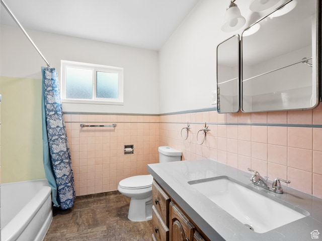 575 E 500 N, Pleasant Grove, UT 84062 - full bathroom featuring vanity, toilet, a wainscoted wall, and tile walls