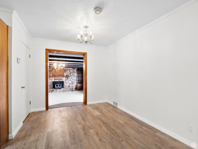 575 E 500 N, Pleasant Grove, UT 84062 - unfurnished dining area with ornamental molding, a notable chandelier, wood finished floors, and visible vents