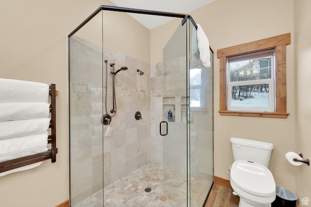 9284 E Tree Top Cir Unit 856, Heber City, UT 84032 - full bathroom featuring toilet, a shower stall, and wood finished floors