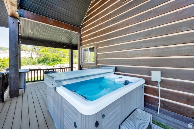9284 E Tree Top Cir Unit 856, Heber City, UT 84032 - wooden terrace featuring a hot tub