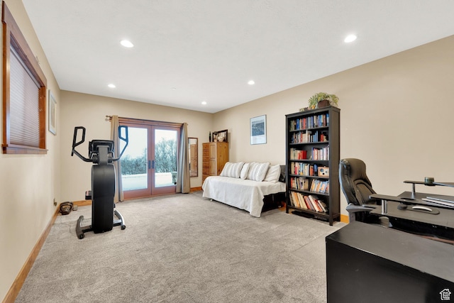 9284 E Tree Top Cir Unit 856, Heber City, UT 84032 - workout area with light colored carpet, french doors, recessed lighting, and baseboards