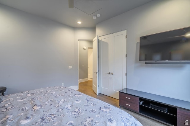 bedroom featuring light wood-type flooring
