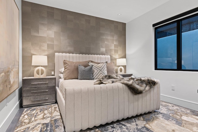 20 N Cliffside Dr, Washington, UT 84780 - bedroom with an accent wall, baseboards, and tile walls