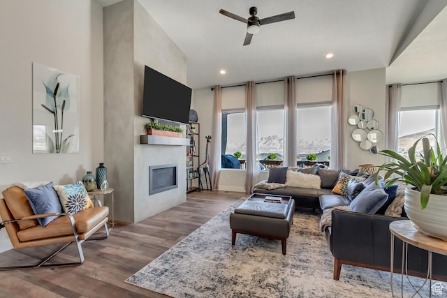 14203 S Brook Heights Cir W, Herriman, UT 84096 - living room with hardwood / wood-style flooring and ceiling fan