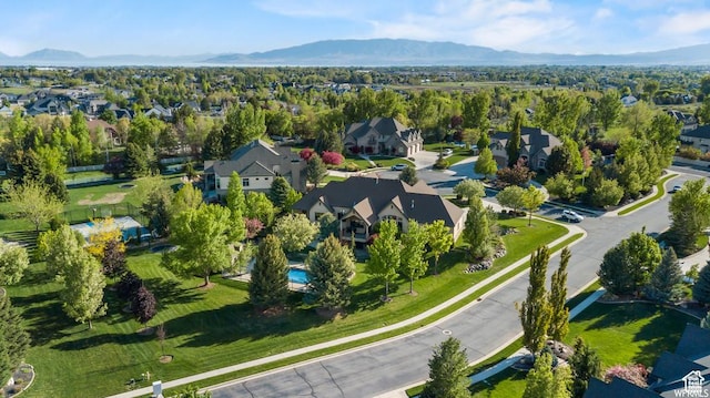 bird's eye view featuring a mountain view