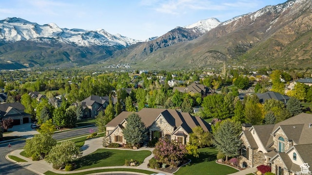 aerial view with a mountain view