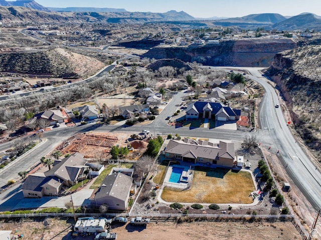 bird's eye view featuring a mountain view