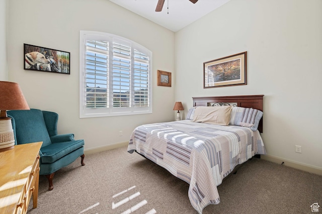 bedroom featuring carpet and ceiling fan