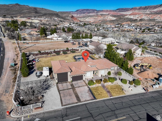 aerial view featuring a mountain view