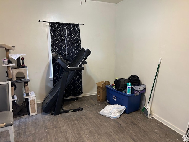 interior space with dark hardwood / wood-style flooring