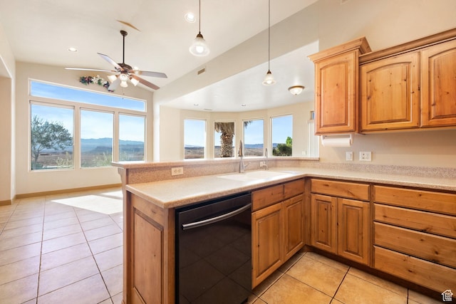 3523 S Desert Hills Dr, St George, UT 84790 - kitchen featuring a sink, ceiling fan, a wealth of natural light, and dishwasher
